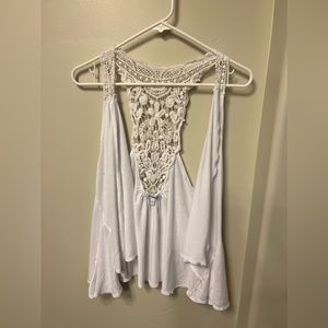 White tank top cardigan with mesh back